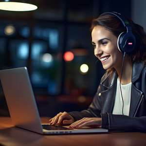 Image of a woman working on laptop